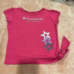 American Girl Los Angeles Hot Pink Short Sleeves Side-Tie Star Tee Size 7/8